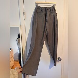 Grey Pintuck Wide-Leg Trousers